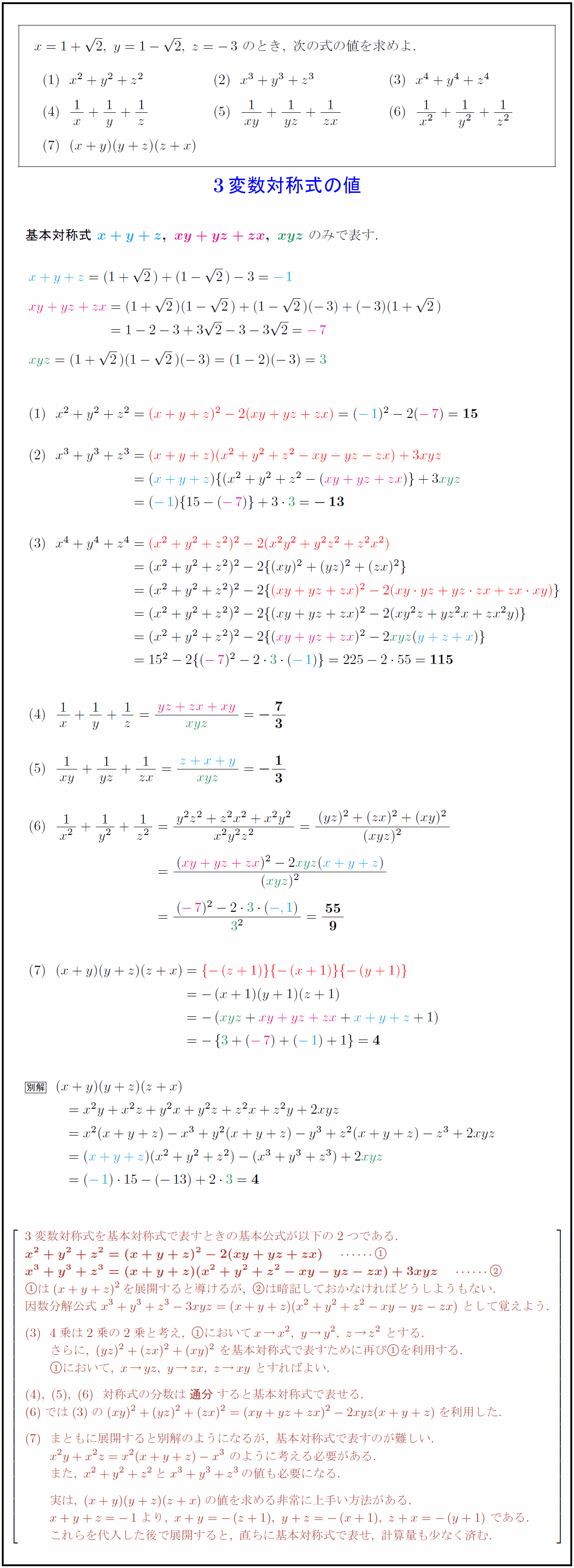 高校数学 3変数対称式の値 X Y Z X Y Z など 受験の月