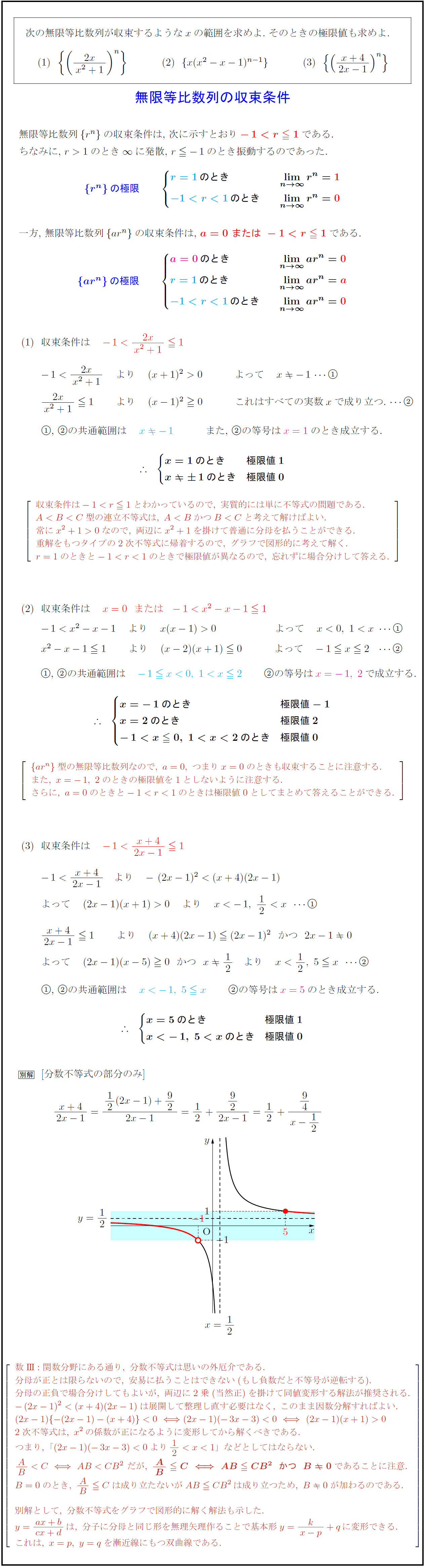 高校数学Ⅲ】無限等比数列r^n、ar^nの収束条件 | 受験の月