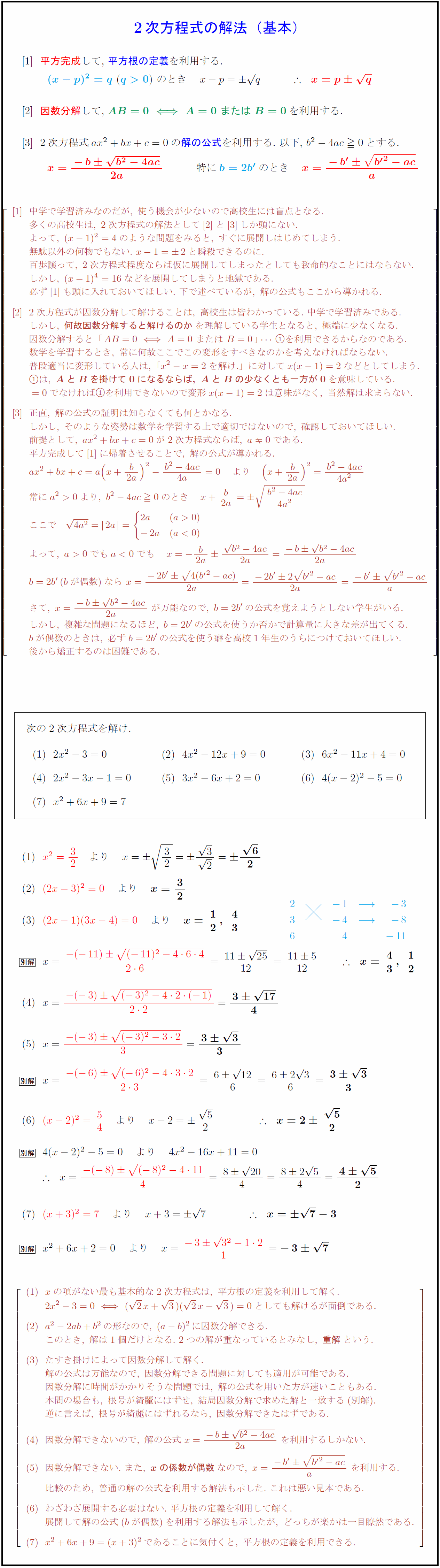高校数学 2次方程式の解法 基本3パターン 解の公式の証明 受験の月