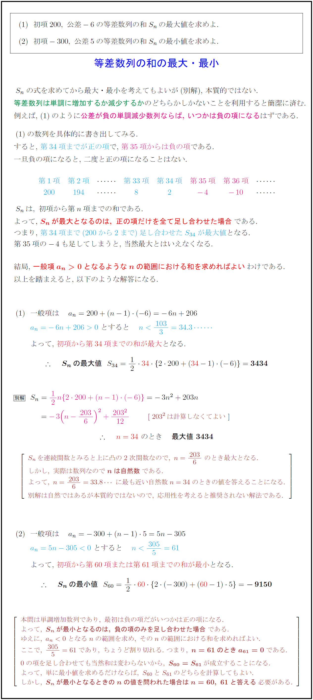 高校数学b 等差数列の和s Nの最大 最小 受験の月