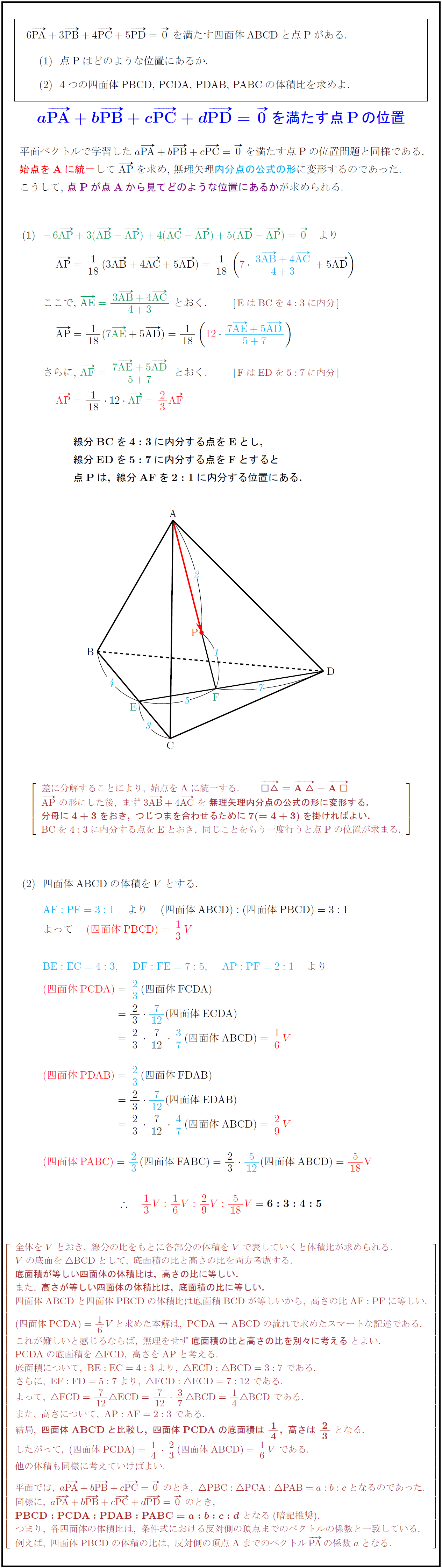 高校数学b Apa Bpb Cpc Dpd 0を満たす点pの位置と四面体の体積比 受験の月